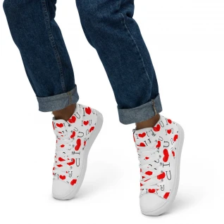 I Love You Men’s high top canvas shoes